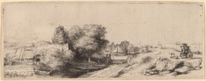 Landskap med en melkemann, ca. 1650. av Rembrandt van Rijn