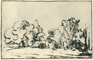 Landskap med to hytter, c1650-1655, 1943. av Rembrandt van Rijn