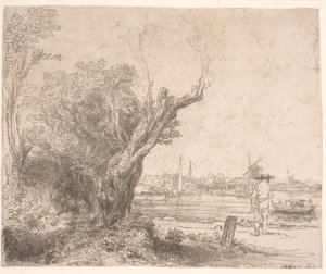 Landskap. "Gjenvalget" av Rembrandt van Rijn