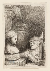 Mann tegner fra en rollebesetning av Rembrandt van Rijn