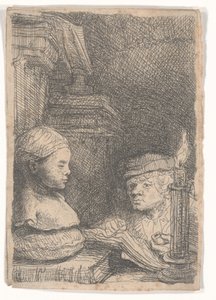Mann tegner fra en rollebesetning av Rembrandt van Rijn
