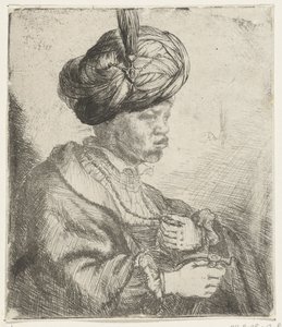 Mann med turban, ca.1660-70 av Rembrandt van Rijn