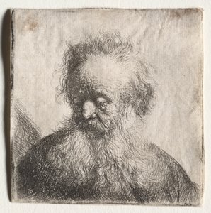 Gammel mann med flytende skjegg: Bust av Rembrandt van Rijn