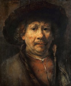 Lite selvportrett - Lite selvportrett, av Rembrandt van Rhijn (1606-1669). Olje på tre, ca 1657. Størrelse: 48x40,6cm. Kunsthistorisk museum, Wien av Rembrandt van Rijn
