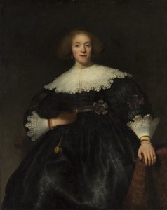 Portrett av en ung kvinne med en vifte, 1633. av Rembrandt van Rijn