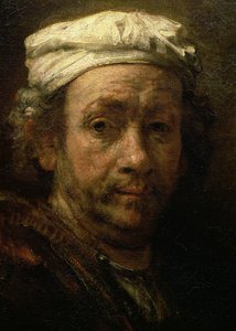 Portrett av kunstneren ved hans staffeli, detalj av ansiktet, 1660 (detalj av 91054)