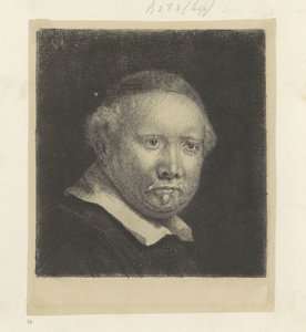 Portrett av forfatteren Lieven Willemsz. van Coppenol: stor tallerken Recueil de quatre-vingt-cinq estampes originales (serietittel) av Rembrandt van Rijn