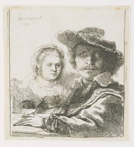 Rembrandt og hans kone Saskia, 1636 av Rembrandt van Rijn