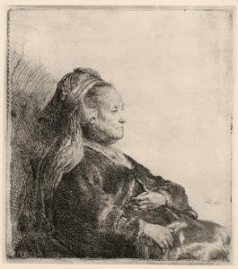 Rembrandts mor, i et orientalsk pannebånd av Rembrandt van Rijn