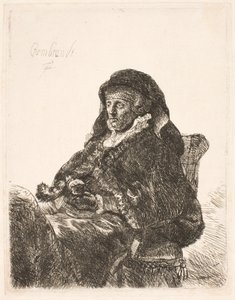 Rembrandts mor i enkekjole og svarte hansker av Rembrandt van Rijn