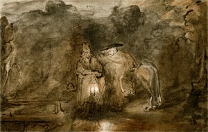 Hvil på flyturen til Egypt av Rembrandt van Rijn