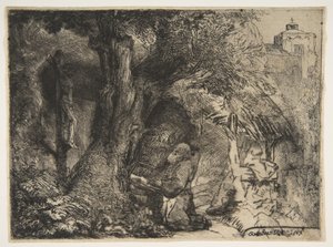 Saint Francis under et tre, ber, 1657. av Rembrandt van Rijn