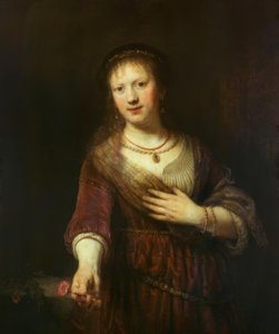 Saskia med den røde blomsten av Rembrandt van Rijn