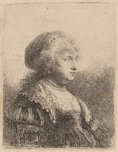 Saskia med perler i håret, 1634 av Rembrandt van Rijn