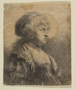Saskia med perler i håret, 1634. av Rembrandt van Rijn