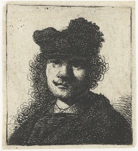 Self-Portrait in Cap and Dark Cloak: Bust, ca 1631. av Rembrandt van Rijn
