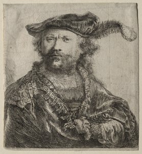 Selvportrett i fløyelshette med plum, 1638. av Rembrandt van Rijn