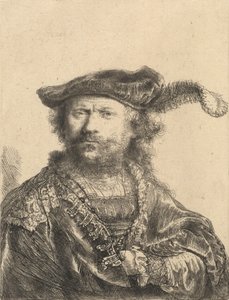Selvportrett i en fløyelshette med plym, 1638. av Rembrandt van Rijn