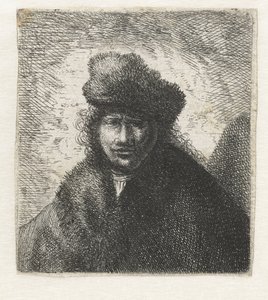 Selvportrett i en skrå pelshatt: Byste, ca 1631. av Rembrandt van Rijn