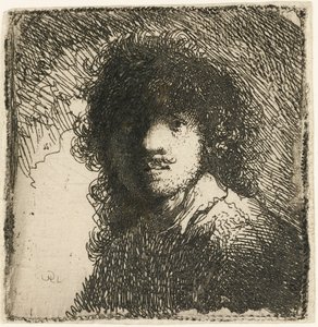 Selvportrett barhodet: byste, ca.1629. av Rembrandt van Rijn