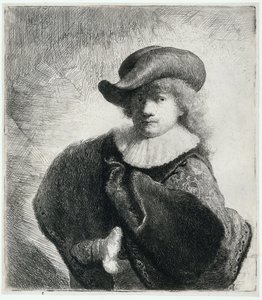 Selvportrett i myk hatt og brodert kappe, 1631. av Rembrandt van Rijn