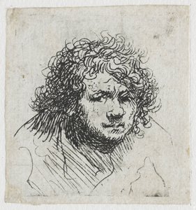 Selvportrett lener seg fremover: byste av Rembrandt van Rijn