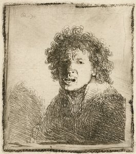 Selvportrett med åpen munn, som om han ropte: byste, 1630. av Rembrandt van Rijn