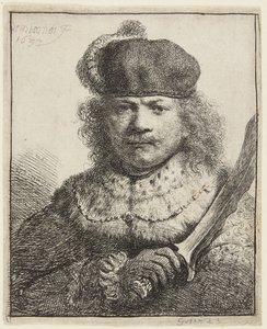 Selvportrett med hevet sabel av Rembrandt van Rijn