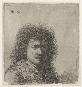 Selvportrett med buskete hår: byste av Rembrandt van Rijn
