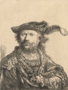 Selvportrett i en fløyelshette med plum, 1638 av Rembrandt van Rijn