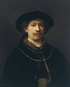 Selvportrett med beret og to gullkjeder, ca 1642 av Rembrandt van Rijn