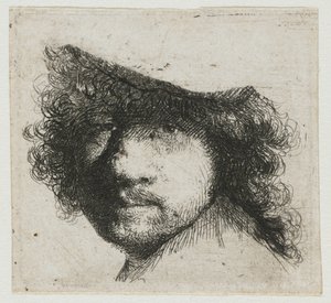 Studieark: leder av kunstneren av Rembrandt van Rijn