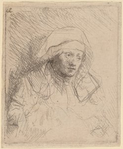 Syk kvinne med en stor hvit hodeplagg (Saskia) av Rembrandt van Rijn