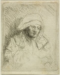 Syk kvinne med en stor hvit hodeplagg (Saskia) av Rembrandt van Rijn