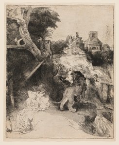 St. Jerome leser i et italiensk landskap av Rembrandt van Rijn