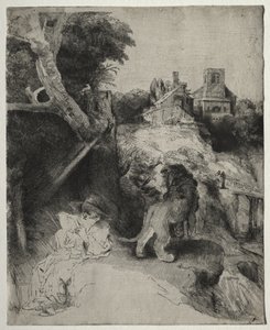 St. Jerome leser i et italiensk landskap av Rembrandt van Rijn