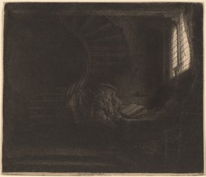 St. Hieronymus i et mørkt kammer av Rembrandt van Rijn