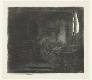 St Jerome i et mørkt kammer av Rembrandt van Rijn