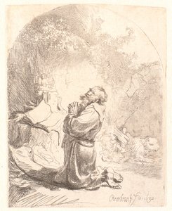 St. Hieronymus ber: buet trykk av Rembrandt van Rijn