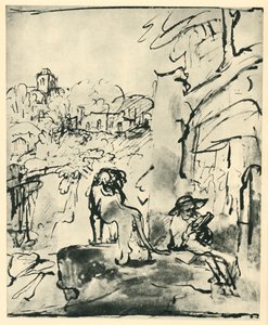 St Hieronymus leser i et landskap, 1649, 1943. av Rembrandt van Rijn