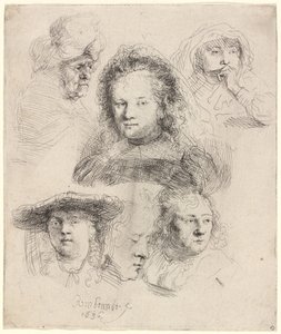 Studier av lederen av Saskia og andre av Rembrandt van Rijn