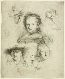 Studier av lederen av Saskia og andre av Rembrandt van Rijn