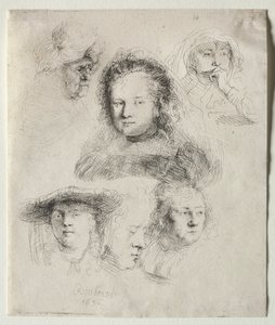 Studier av lederen av Saskia og andre av Rembrandt van Rijn