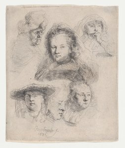 Studier av lederne til Saskia og andre, 1636., 1636. av Rembrandt van Rijn