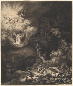 Engelen som viser seg for hyrdene av Rembrandt van Rijn