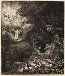 Engelen som viser seg for hyrdene av Rembrandt van Rijn