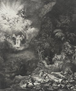 Engelen som viser seg for hyrdene, 1634 av Rembrandt van Rijn
