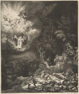 Engelen som viser seg for hyrdene, 1634. av Rembrandt van Rijn