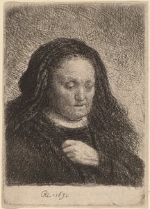 Kunstnerens mor med hånden på brystet av Rembrandt van Rijn
