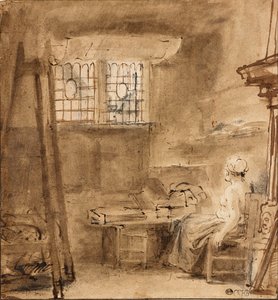 Kunstnerens studio, 1659 av Rembrandt van Rijn